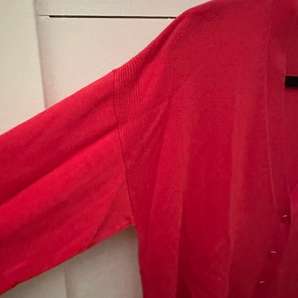 TALBOTS Woman RED PINK button cotton long sleeve career casual cardigan MP - Picture 5 of 13